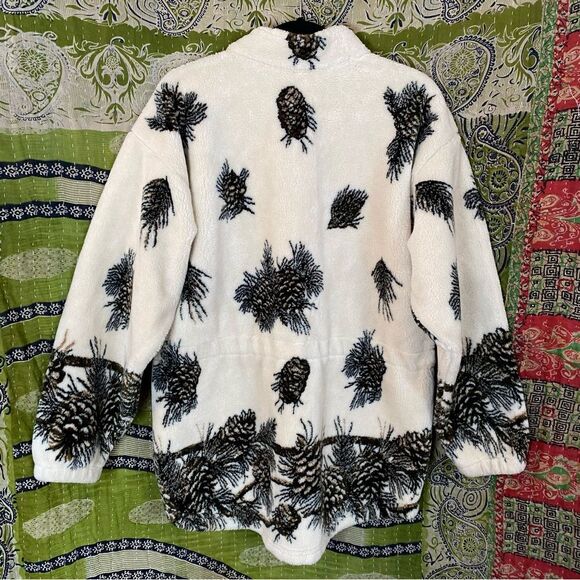 Rare Vintage Mazmania Ivory Pinecone Fleece Jacket Size Medium/ Large - Picture 9 of 16